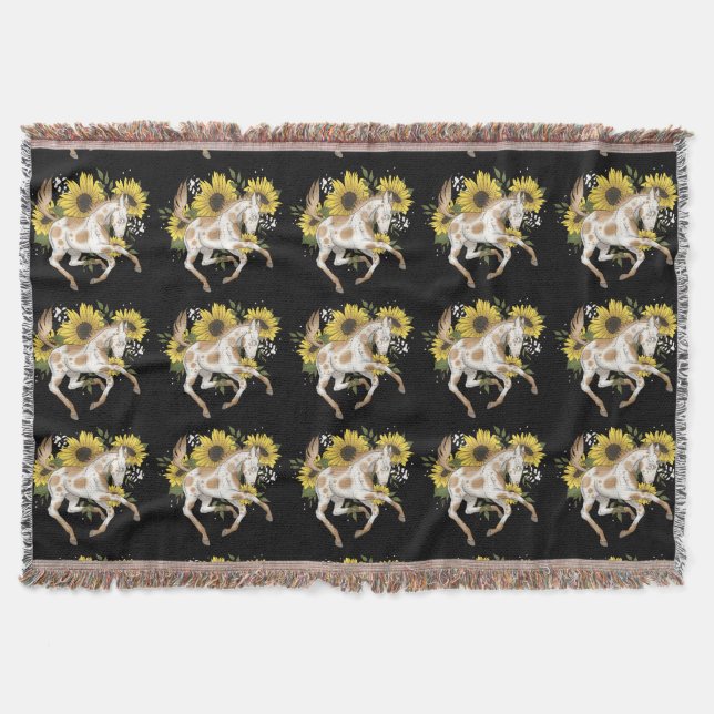 Sunflower Unicorn Throw Blanket (Front)