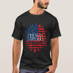 Sunflower Usa Flag Clothing For 4th Of July Memori T-Shirt