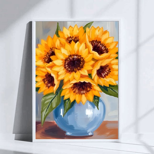 Sunflower Vase Watercolor Flower Bouquet Poster (Creator Uploaded)