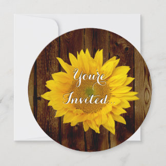Sunflower Vintage Barn Wood Country Birthday/Party Invitation