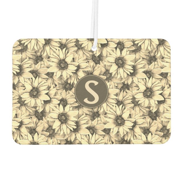 Sunflower Vintage Charm Sepia Tone Air Freshener (Back)
