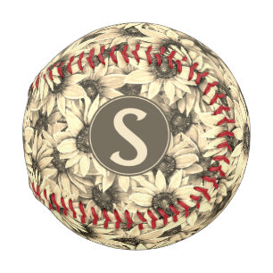Sunflower Vintage Charm Sepia Tone Baseball