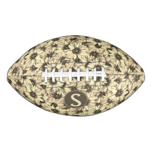 Sunflower Vintage Charm Sepia Tone Football