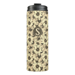 Sunflower Vintage Charm Sepia Tone Thermal Tumbler