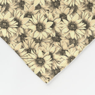 Sunflower Vintage Charm Sepia Tone Throw Blanket
