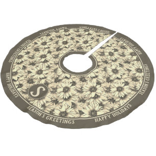Sunflower Vintage Charm Sepia Tone Tree Skirt