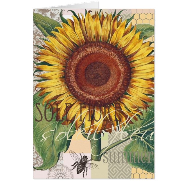 Sunflower Vintage Damask Flower Art (Front)