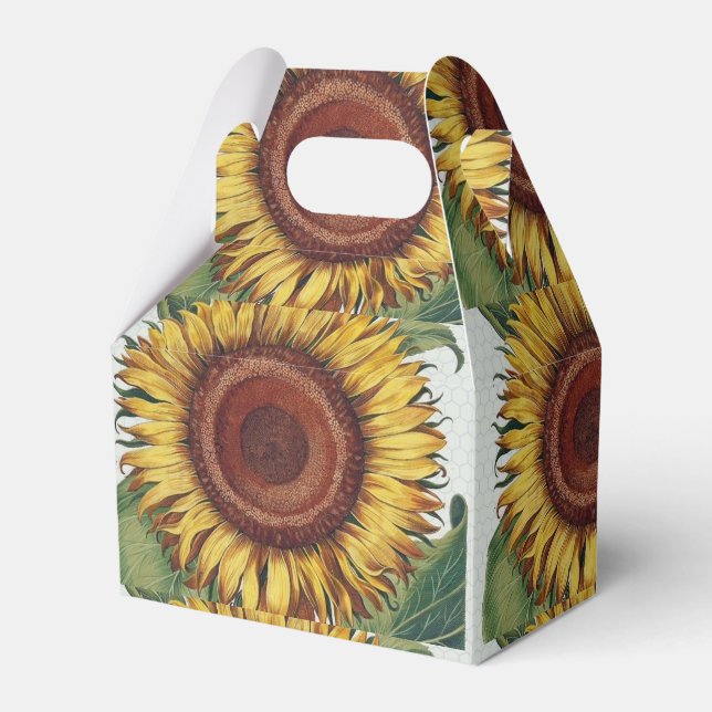 Sunflower Vintage Damask Flower Art Favour Box (Front Side)