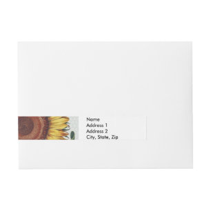 Sunflower Vintage Damask Flower Art Wraparound Address Label