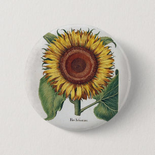 Sunflower Vintage Damask Wallpaper Collage 6 Cm Round Badge
