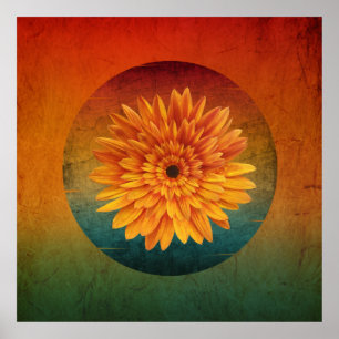 sunflower vintage floral poster