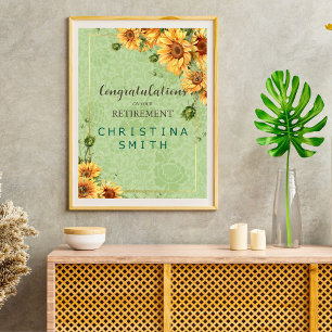 Sunflower Vintage Garden Watercolor Retirement Poster