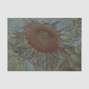 Sunflower Vintage Metallic Gold Blue Decoupage Tissue Paper