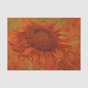 Sunflower Vintage Orange Gold Texture Decoupage Tissue Paper
