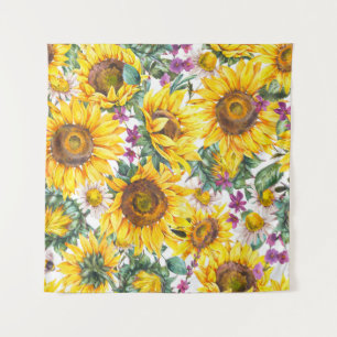 Sunflower Vintage: Summer Yellow Bloom. Tapestry