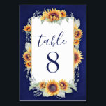 Sunflower Vintage Wedding Table Number Cards<br><div class="desc">Sunflower Vintage Wedding Table Number Cards - features elegant watercolor sunflowers with light green greenery intertwined over a unique text box.</div>