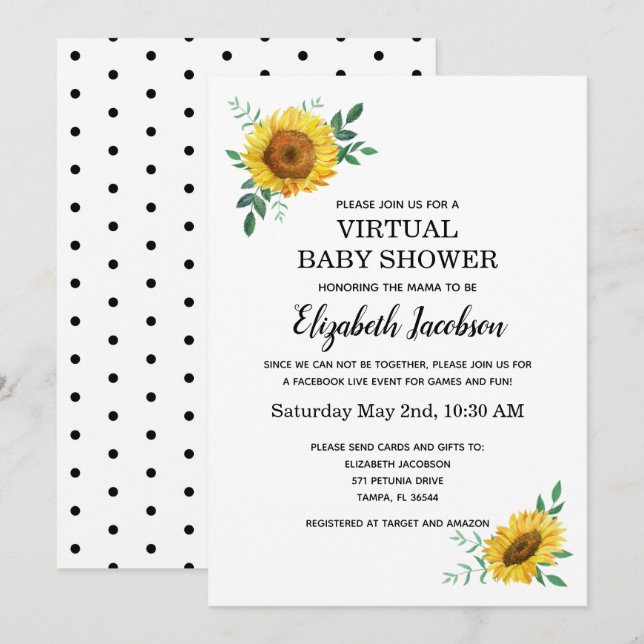 Sunflower Virtual Baby Shower Invitation (Front/Back)