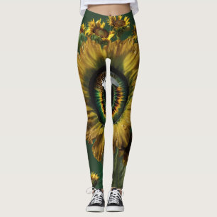 "Sunflower Vision: Ultra-Realistic Eye Digital Art Leggings