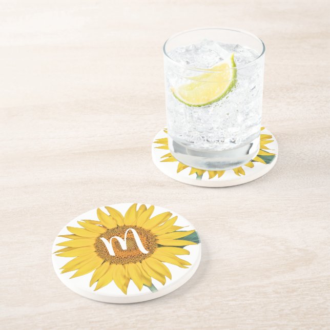 Sunflower w/Monogram Coaster (Side)