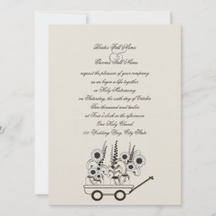 Sunflower Wagon Wedding Invitation