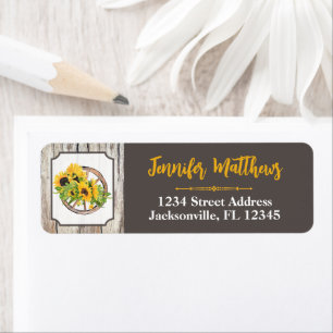 Sunflower, Wagon Wheel Bridal Shower Address Return Address Label