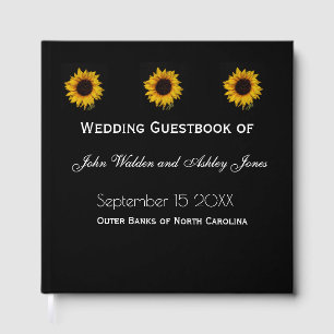 Sunflower Water Droplets Wedding Guest Books