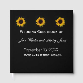 Sunflower Water Droplets Wedding Guest Books