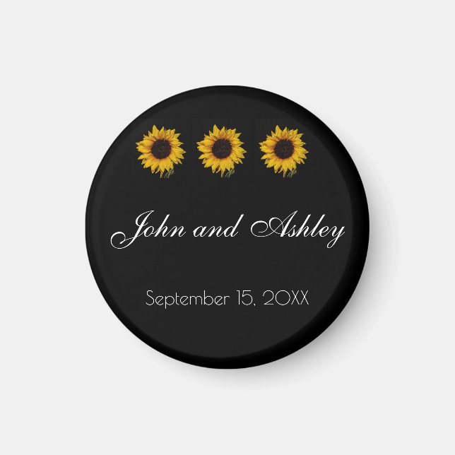 Sunflower Water Droplets Wedding Magnet (Front)