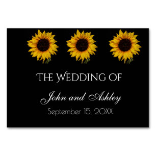 Sunflower Water Droplets Wedding Table Number