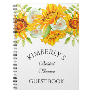 Sunflower Watercolo Floral Personalised Guest Book