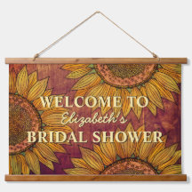 Sunflower Watercolor Art Boho Rustic Bridal Shower