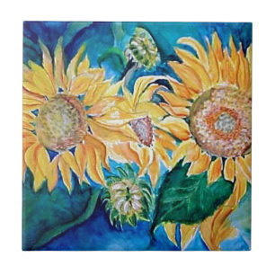 Sunflower Watercolor Art Tile