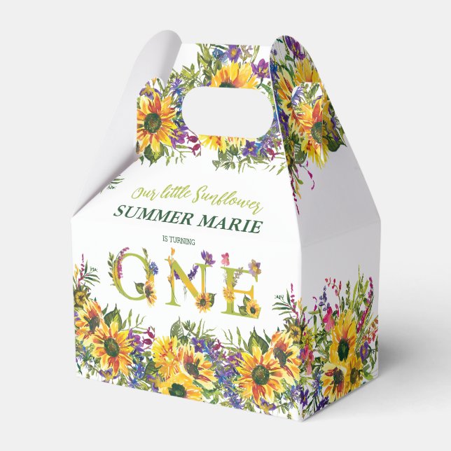 Sunflower Watercolor Birthday Favour Box (Front Side)