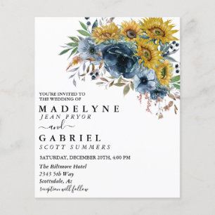 Sunflower Watercolor Blue Floral Elegant