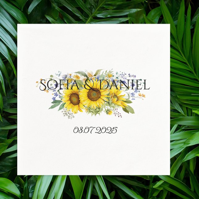 Sunflower watercolor blue wildflower wedding  napkin (Creator Uploaded)