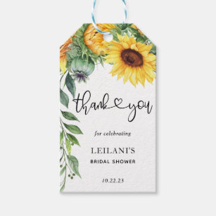 Sunflower Watercolor Bridal Shower Gift Tags
