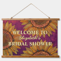   Sunflower Watercolor Burgundy Boho Bridal Shower