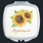 Sunflower Watercolor Compact Mirror<br><div class="desc">This pretty sunflower mirror is the perfect gift for a bride, bridesmaid, mother or a special friend. Personalise it with a name. This mirror is part of the Sunflower Watercolor Wedding Collection which includes a range of wedding stationery and bridal gifts featuring this design. Please visit the collection page in...</div>