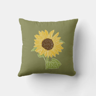 Sunflower watercolor cushion