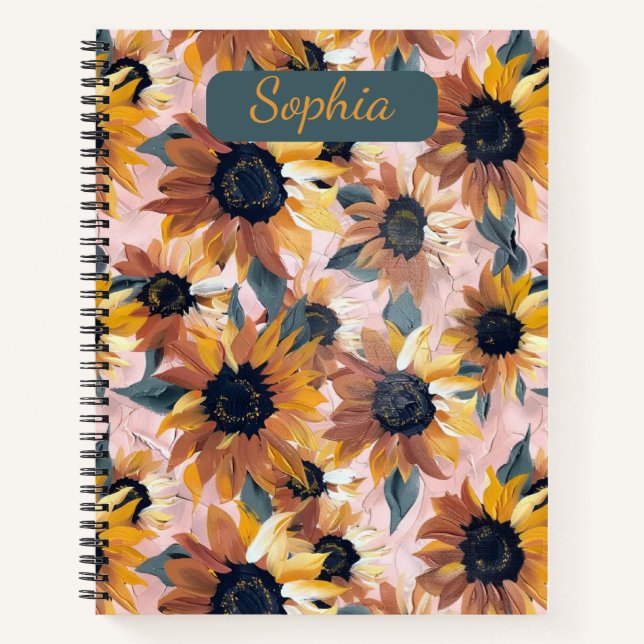 Sunflower Watercolor Design Notebook (Front)