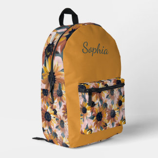 Sunflower Watercolor Design Printed Backpack