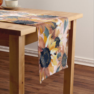 Sunflower Watercolor Design Short Table Runner