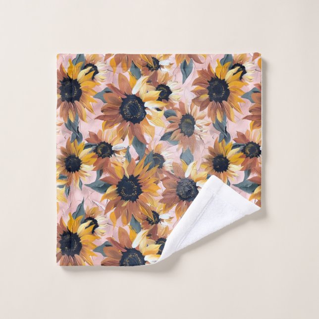 Sunflower Watercolor Design Wash Cloth (Wash Cloth)