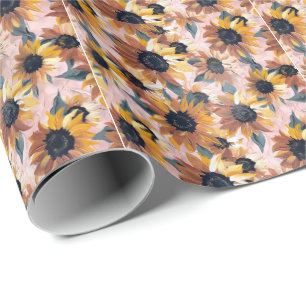 Sunflower Watercolor Design Wrapping Paper