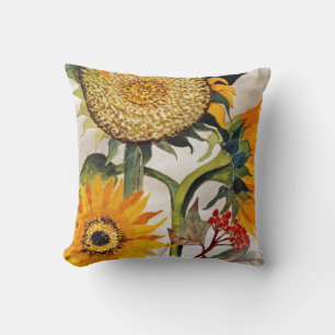 Sunflower Watercolor Floral Art Cushion