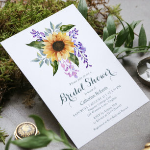 Sunflower Watercolor Floral Bridal Shower Invitation
