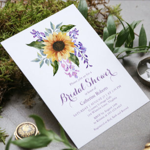 Sunflower Watercolor Floral Bridal Shower Invitation