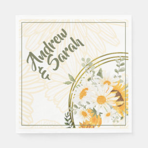Sunflower Watercolor Floral Napkin