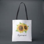 Sunflower Watercolor Floral Wedding Bridesmaid Tote Bag<br><div class="desc">This sunflower tote bag can be personalised with a name. It features pretty watercolor flowers. This bag is part of the Sunflower Watercolor Wedding Collection which includes a range of wedding stationery and bridal gifts featuring this design. Please visit the collection page in our store to see the full range...</div>