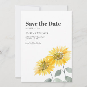 Sunflower Watercolor Floral Wedding Save The Date